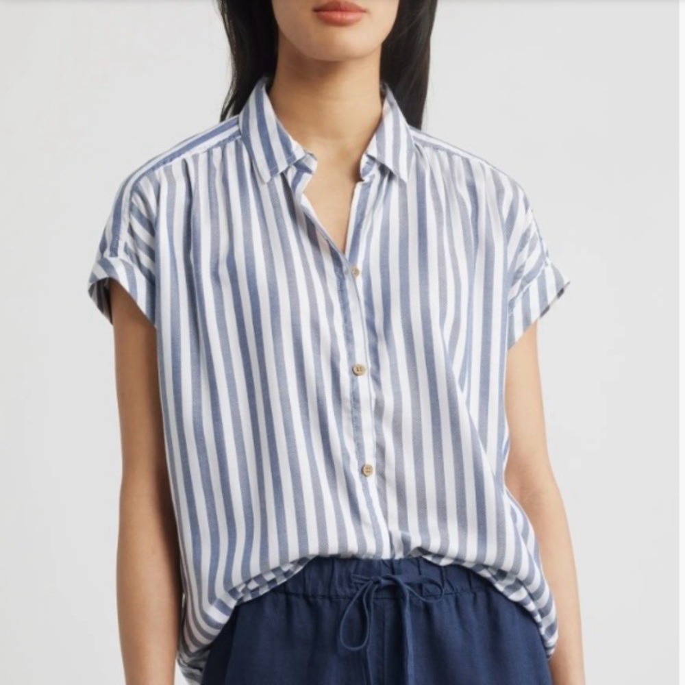 BeachLunchLounge Darby Short Sleeve Button-Up – Medium – Breezy Boxy Shirt - Picture 5 of 7